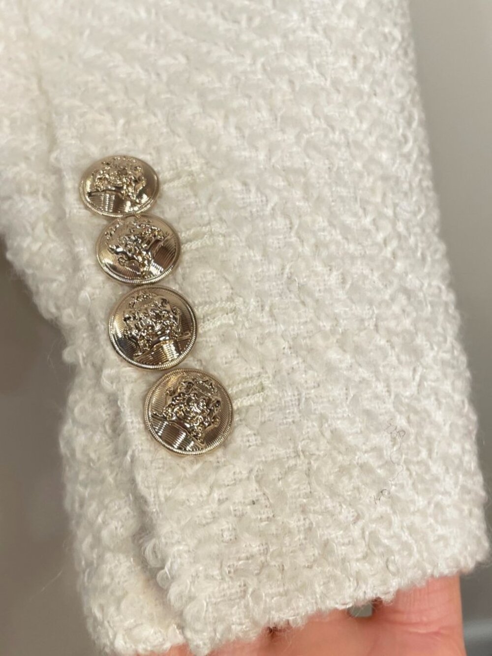 New Ann Taylor Wool Blend Tweed Peacoat Ivory Large $218 - Picture 5 of 8